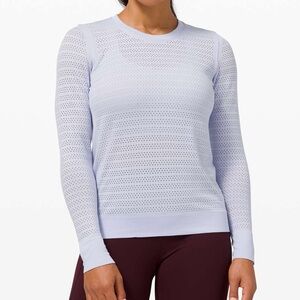 Lululemon Swiftly Breathe Long Sleeve Shirt Size 6 Serene Blue Running.   21
